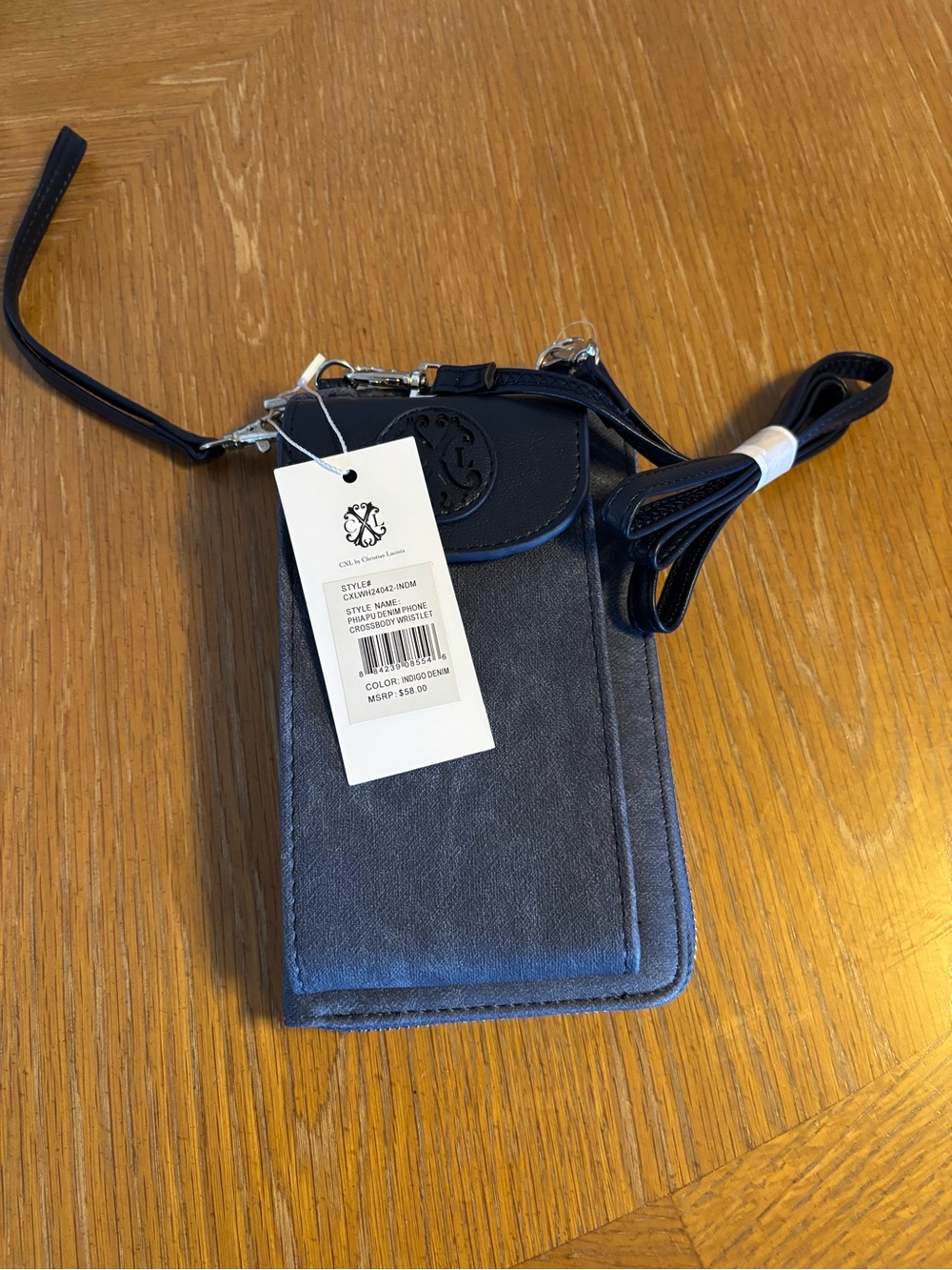 Christian Lacroix Navy Blue Crossbody Phone Wallet with Removable Strap